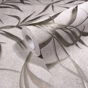 Marburg|Moderne graue und metallic-silberne Blumen-Tapete|Modern