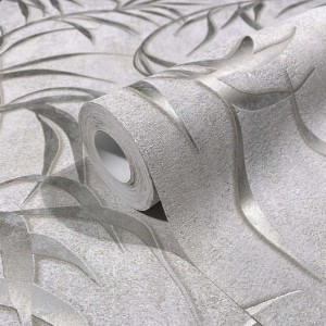 Marburg|Moderne graue und metallic-silberne Blumen-Tapete|Modern