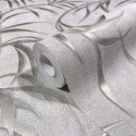 Marburg|Moderne graue und metallisch goldene Blumen-Tapete|Modern