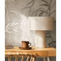 Marburg|Moderne graue und metallisch goldene Blumen-Tapete|Modern