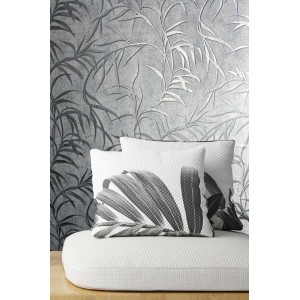 Marburg|Moderne graue und metallisch goldene Blumen-Tapete|Modern 2