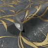 Marburg|Moderne schwarze und metallisch goldene Blumen-Tapete|Modern