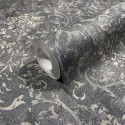 Marburg|Wallpaper ornamental black and silver damask|Damask