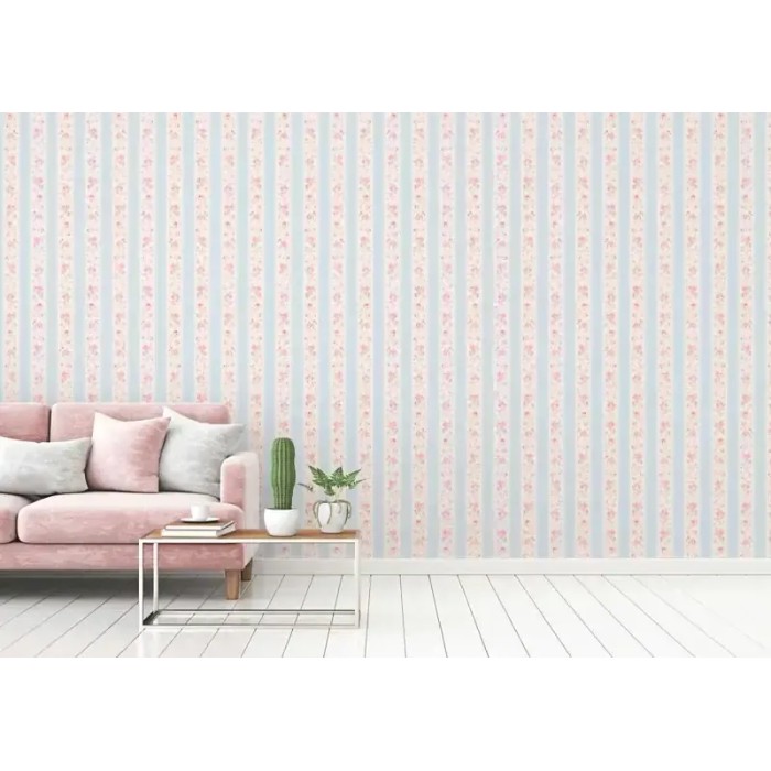 As Creation|Papel pintado flores pequeñas romántico turquesa, rosa|Romántico