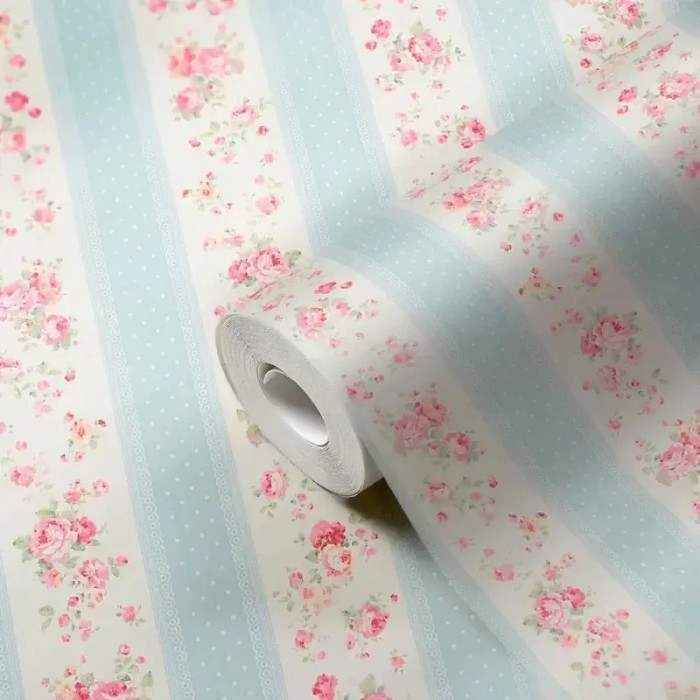 As Creation|Tapete kleine romantische Blumen türkis, rosa|Romantisch