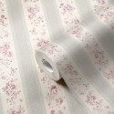 As Creation|Wallpaper stripes and small romantic pink flowers|Romantic