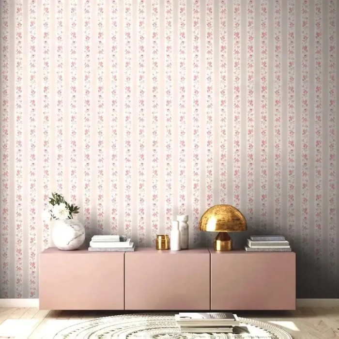 Papel pintado flores pequeñas romántico beige, rosa - As Creation Maison Charme 390694