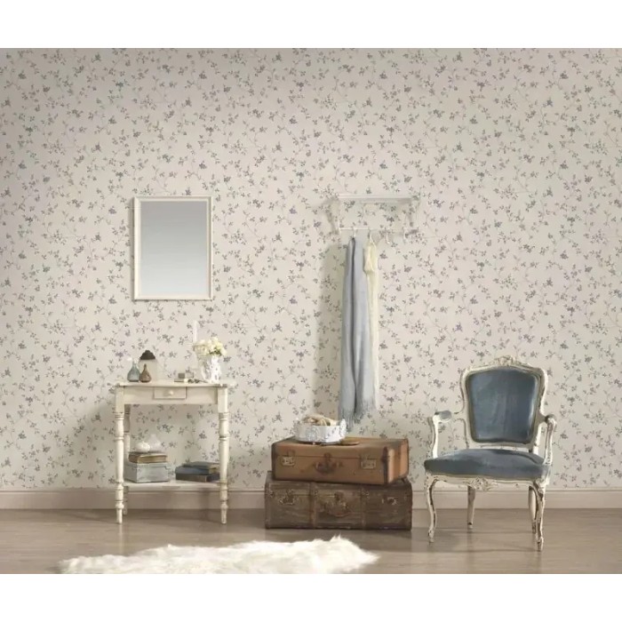 As Creation|Papel pintado flores pequeñas romántico blanco, azul|Romántico