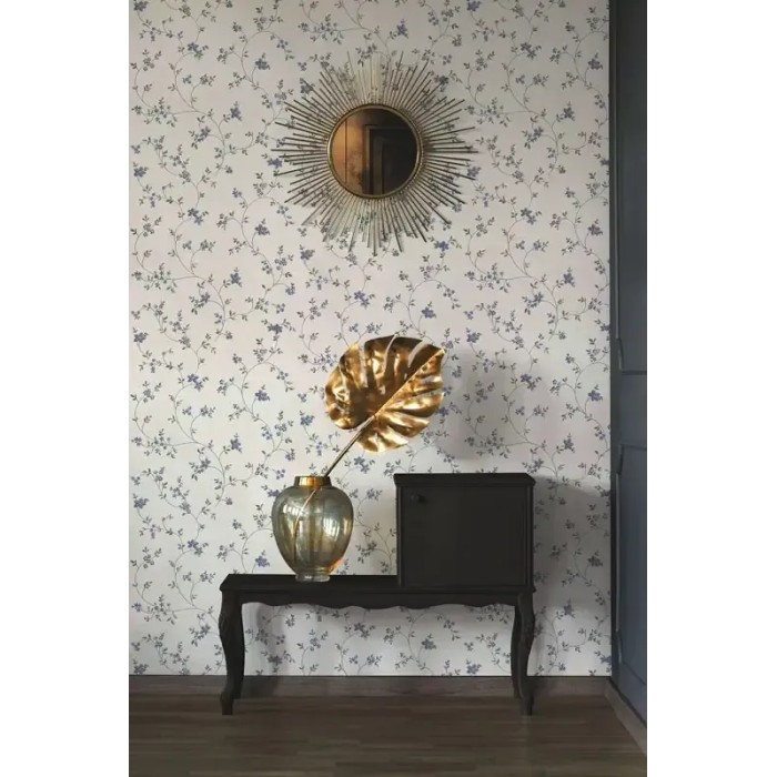 As Creation|Papel pintado flores pequeñas romántico blanco, azul|Romántico