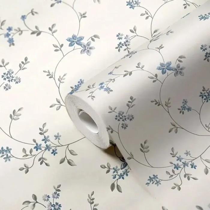 As Creation|Papel pintado flores pequeñas romántico blanco, azul|Romántico