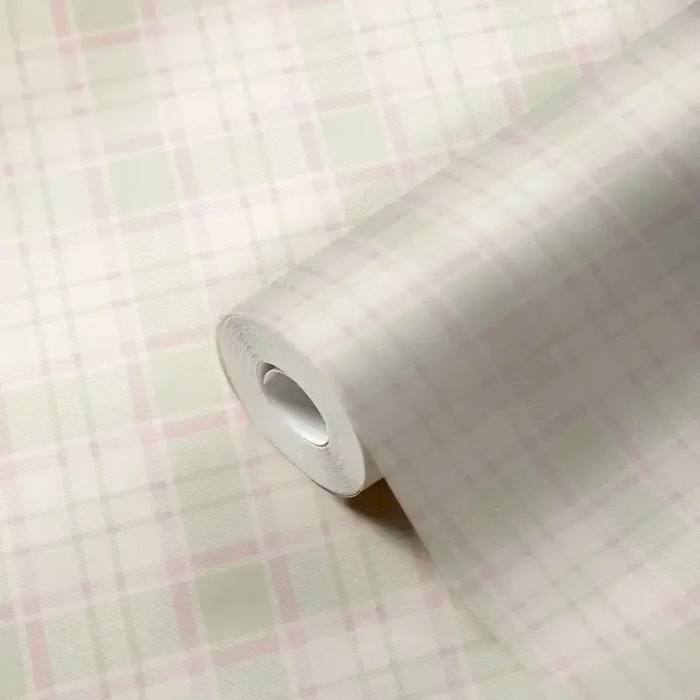 As Creation|Papel pintado cuadros vichy verde, rosa|Romántico