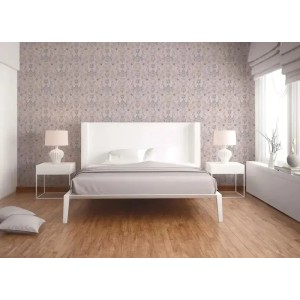 Papeldecor|Papel pintado helechos y hojas plátano lila marrón beige|Papel Pintado 2