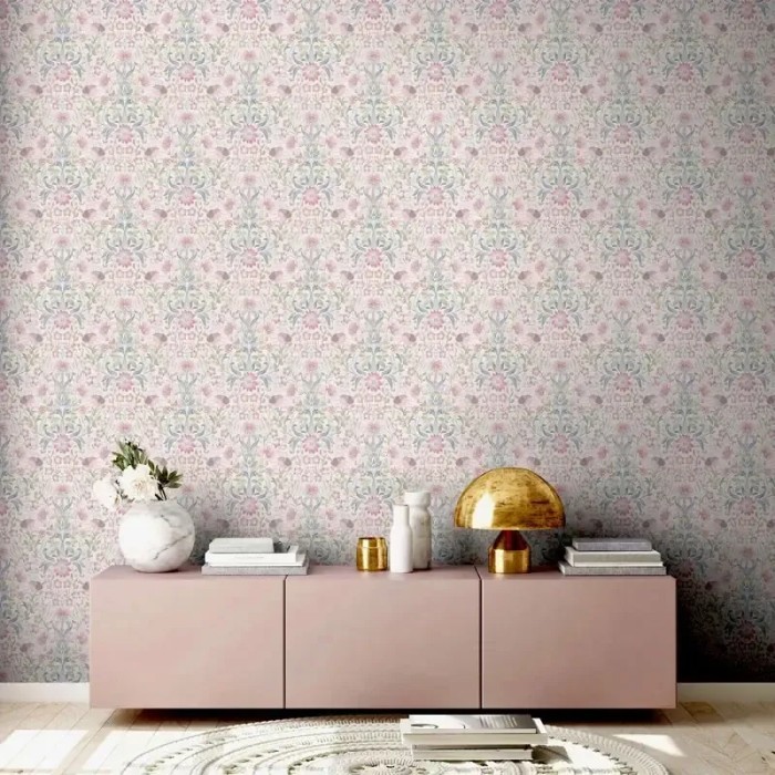 As Creation|Wallpaper multicolor with romantic flowers and birds|Romantic