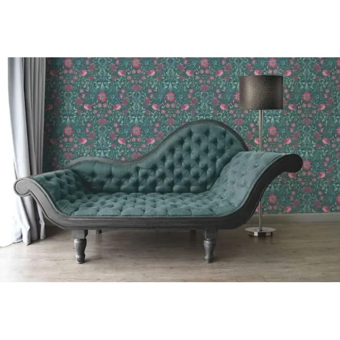 As Creation|Tapete grüne romantische Blumen und Vögel|Romantisch