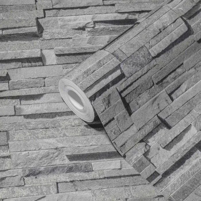 As Creation|Wallpaper rustic slate stone gray|Stone Imitation