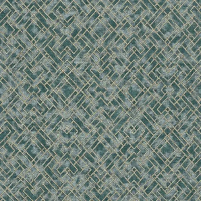 As Creation|Papel pintado mosáico geométrico moderno verde y dorado|Geométrico