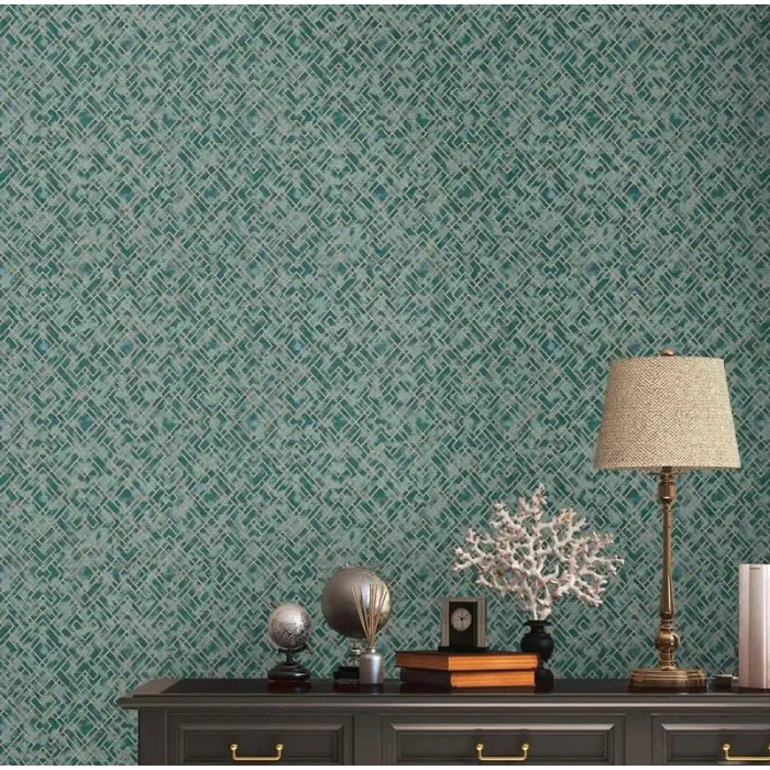 As Creation|Papel pintado mosáico geométrico moderno verde y dorado|Geométrico