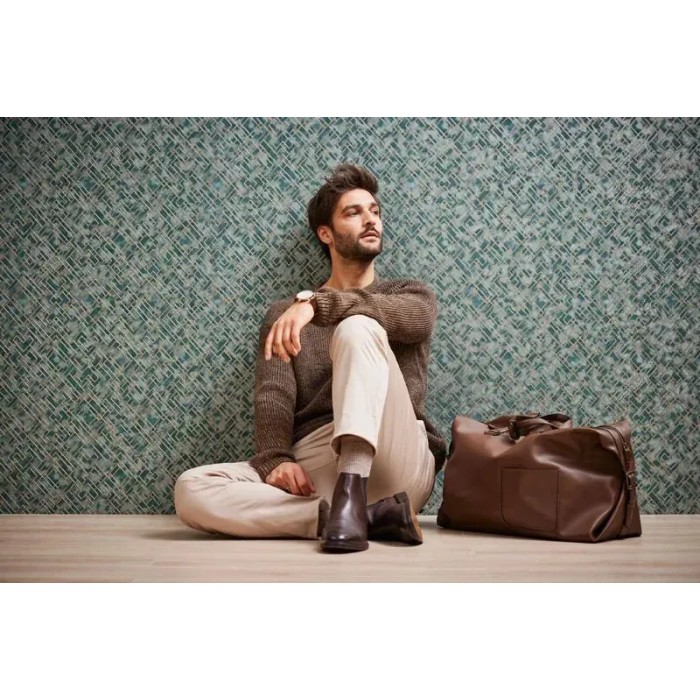 As Creation|Papel pintado mosáico geométrico moderno verde y dorado|Geométrico