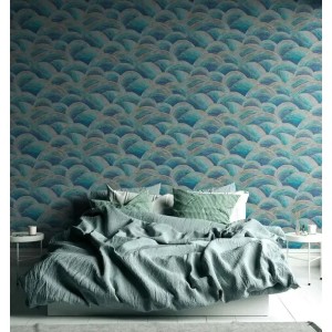 Elitis|Geometric wallpaper with abstract art composition in beige and grey|Wallpaper 2