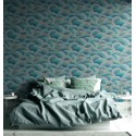 As Creation|Tapete Wellenform in Blau, Grün und Gold|Abstrakt