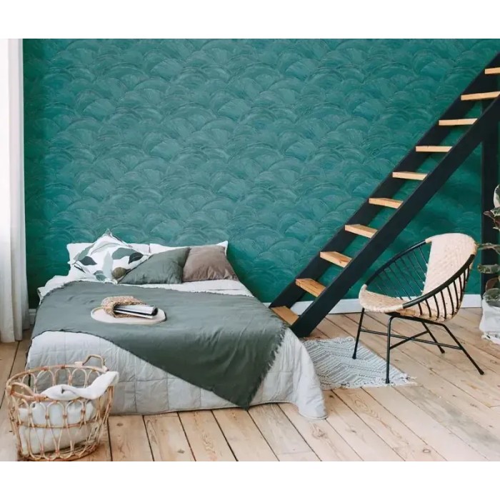 As Creation|Papel pintado moderno abstracto verde y plata|Abstracto