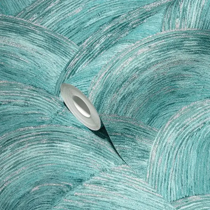 As Creation|Papel pintado moderno abstracto verde y plata|Abstracto