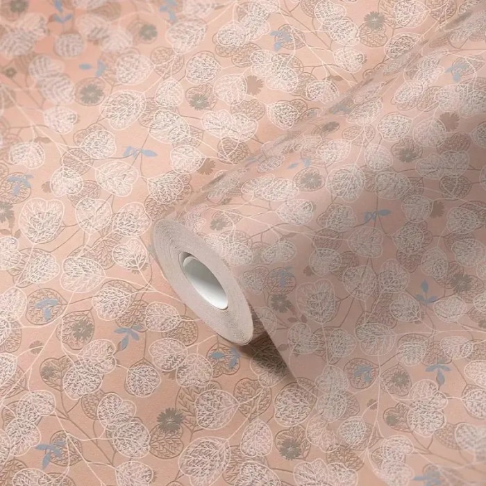 As Creation|Rosa und lachsfarbene romantische florale Tapete|Minimalistisch