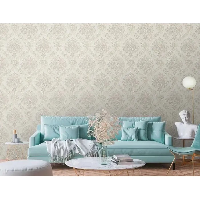 As Creation|Wallpaper medallions in orange and rust damask style|Damask