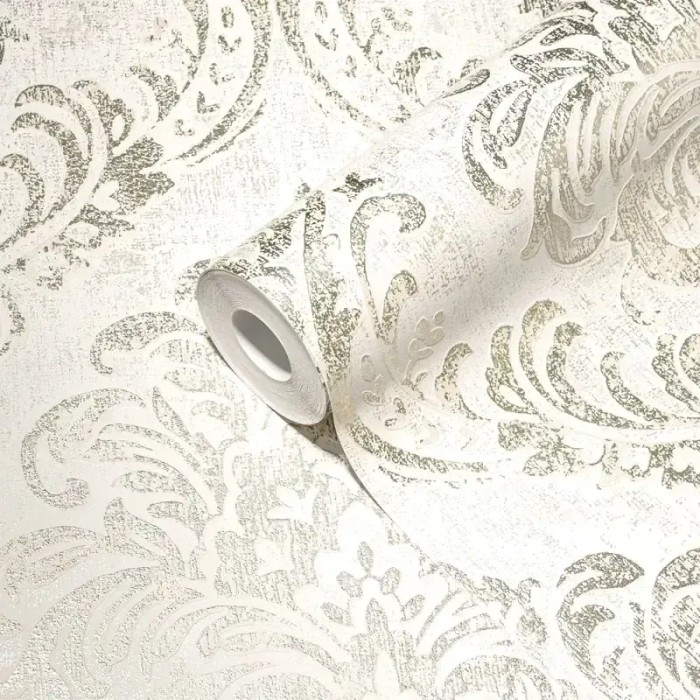 As Creation|Papel pintado medallones estilo damasco naranja y óxido|Damasco