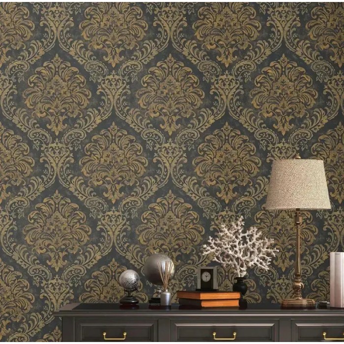 As Creation|Tapete im weißen und goldenen Damaststil|Damast