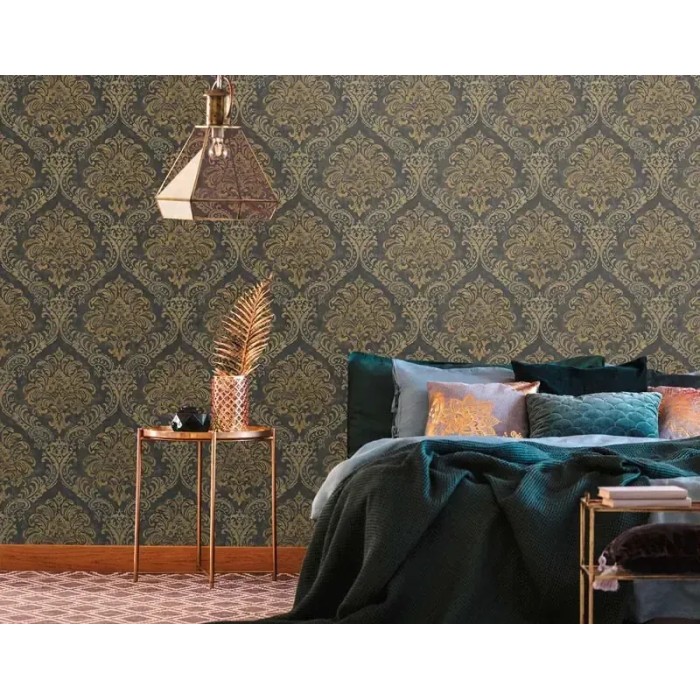 As Creation|Tapete im weißen und goldenen Damaststil|Damast