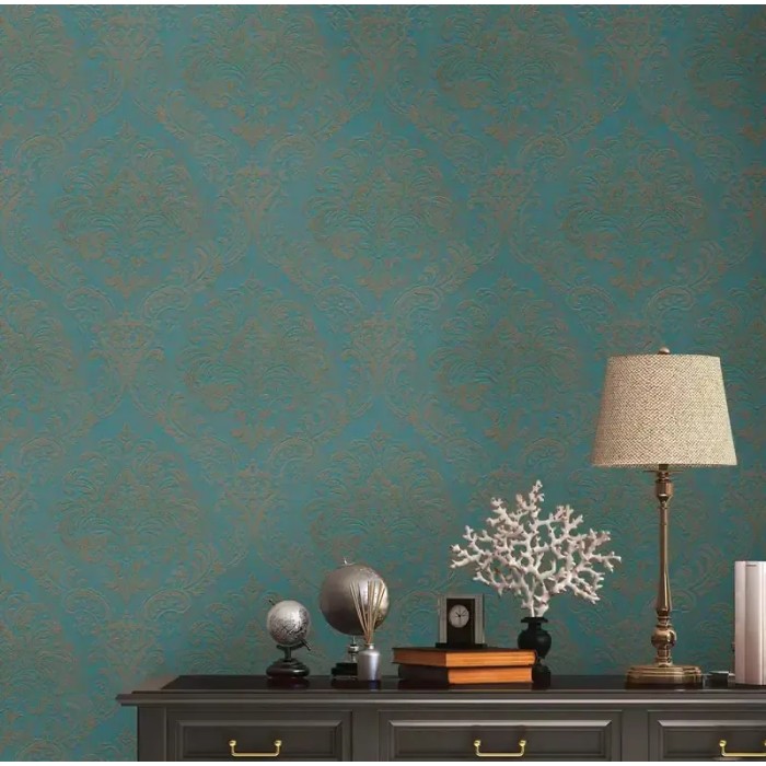 As Creation|Wallpaper black and gold damask medallions|Damask