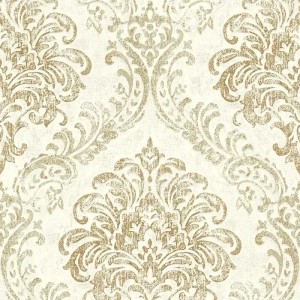 As Creation|Wallpaper black and gold damask medallions|Damask