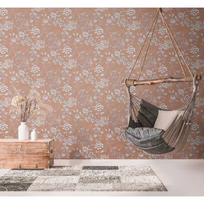 As Creation|Papel pintado flores silvestres estilo vintage marrón|Papel Pintado