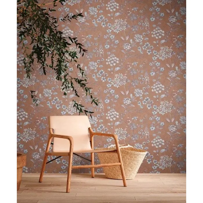 As Creation|Tapete Wildblumen im Vintage-Stil braun|Tapeten