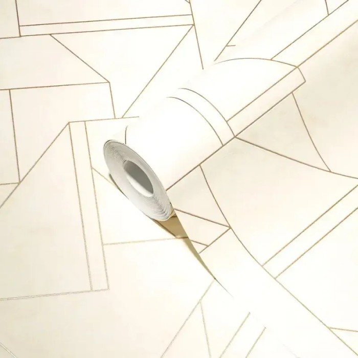 As Creation|Papel pintado geométrico estilo moderno blanco y dorado|Moderno