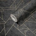 As Creation|Papel pintado geométrico estilo moderno negro y dorado|Moderno