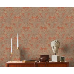 As Creation|Wallpaper arabesque damask style in brown and ochre|Damask 2