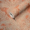 As Creation|Tapete im arabesken Damaststil in Orange und Rost|Damast