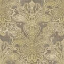 As Creation|Wallpaper arabesque damask style in brown and ochre|Damask
