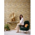 As Creation|Wallpaper arabesque damask style in brown and ochre|Damask