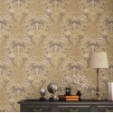As Creation|Wallpaper arabesque damask style in brown and ochre|Damask