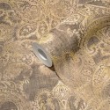 As Creation|Wallpaper arabesque damask style in brown and ochre|Damask