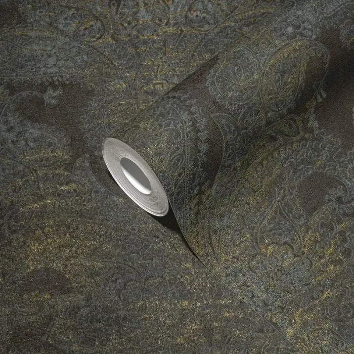 As Creation|Papel pintado ornamental estilo arabesco negro|Damasco