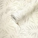As Creation|Wallpaper cream and silver fern leaves|Scandinavian