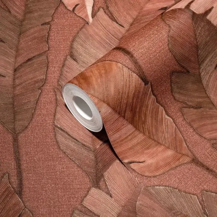 As Creation|Wallpaper tropical banana leaves mahogany brown|Ethnic