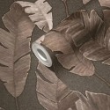As Creation|Papier Peint feuilles de bananier tropical marron et gris taupe|Ethnique