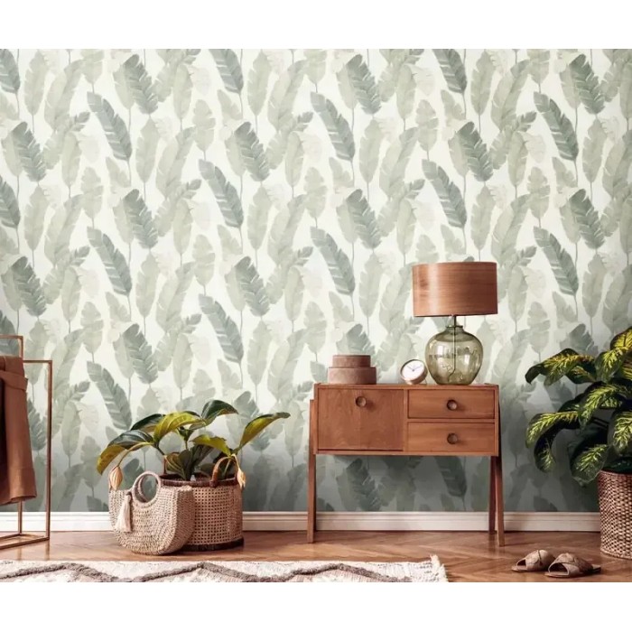 As Creation|Wallpaper tropical palm leaves white and green|Wallpaper