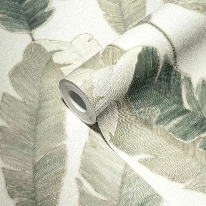 As Creation|Papier Peint feuilles palmier tropical blanc et vert|Papier Peint
