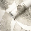 As Creation|Papier Peint feuilles palmier tropical blanc et grège|Papier Peint